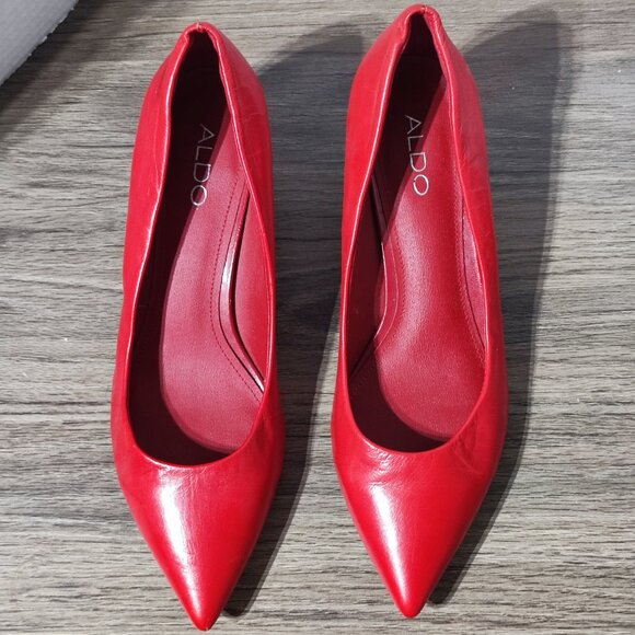 Aldo stiletto heels pumps women's size 40 red pointed close toe - Picture 4 of 12